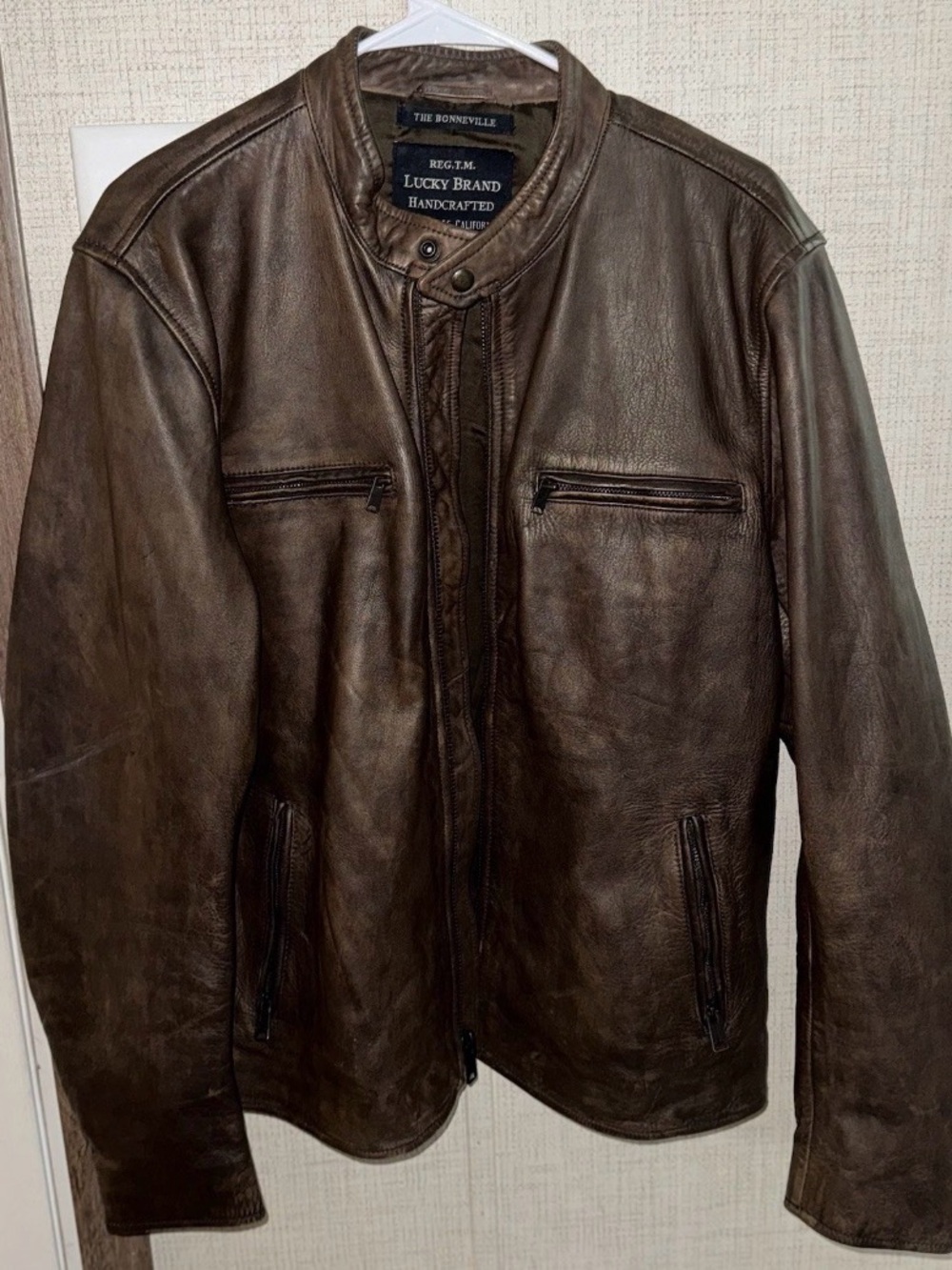 Lucky Brand Brown Leather Bomber Jacket